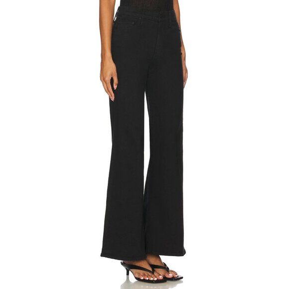 NWT Mother The LIL Twister Sneak in Pitch Black Wide Leg Stretch Jeans 27 - Picture 2 of 11